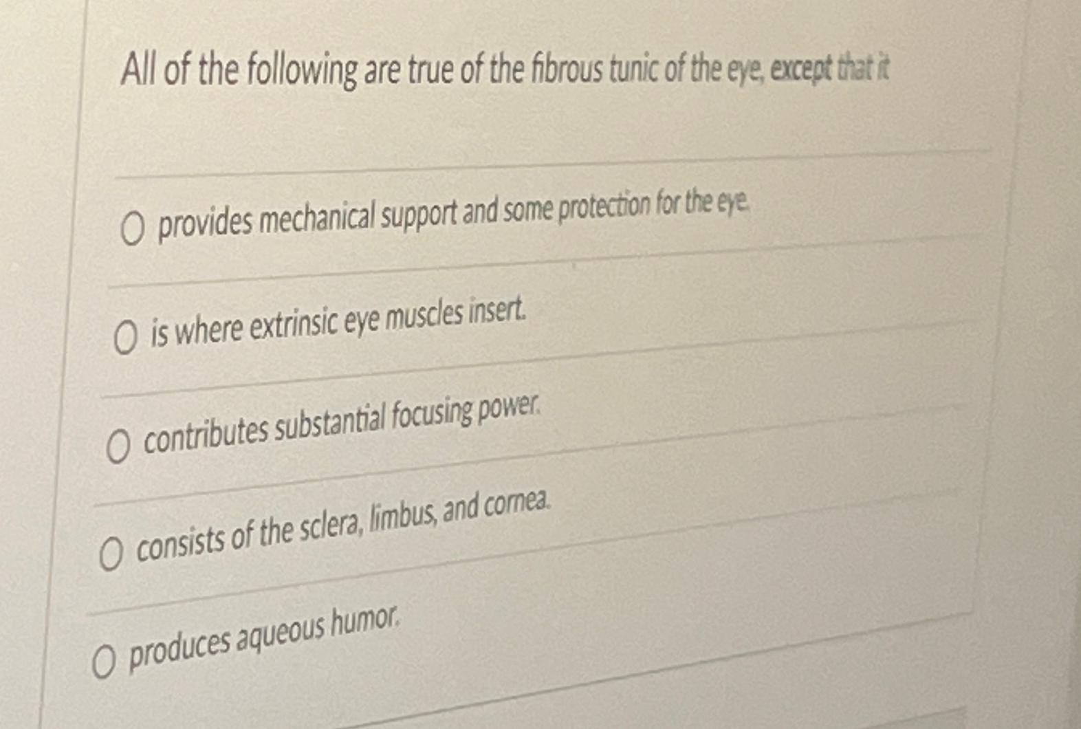 Solved All of the following are true of the fibrous tunic of