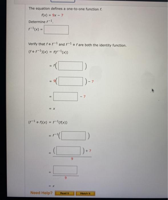 Solved The equation defines a one-to-one function f. f(x) = | Chegg.com