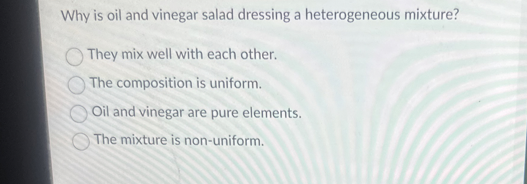why does an oil-and-vinegar salad dressing have two separate layers oil-vinegar Oil and vinegar separating in a jar is not a kitchen failure, just chemistry. Water Vinaigrette | scienceandfooducla