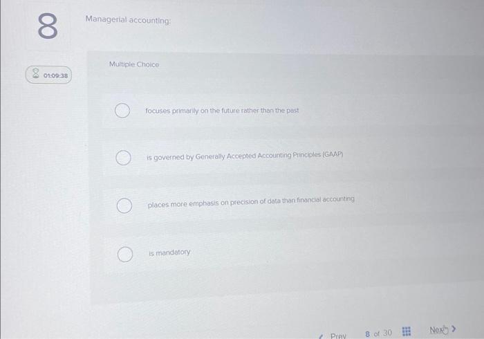 Solved Managerial Accounting: Multiple Choice Focuses | Chegg.com