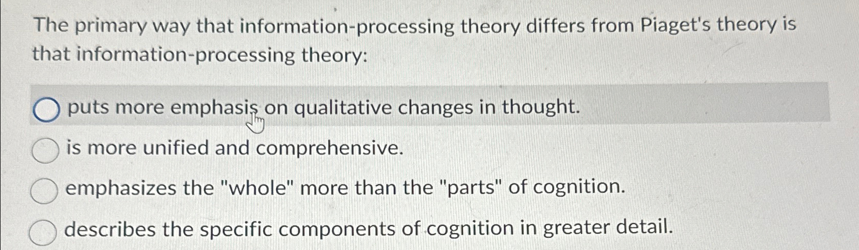 Solved The primary way that information processing theory Chegg