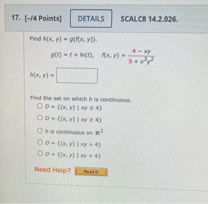 Solved scalc8 14 2 026 find h x y g f x y chegg