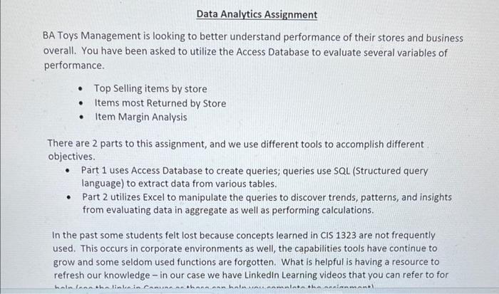 ba toys data analysis assignment