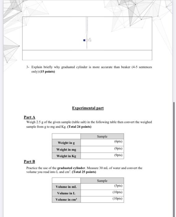 Solved Theoretical part 1. Read the volume (ml) in each of | Chegg.com