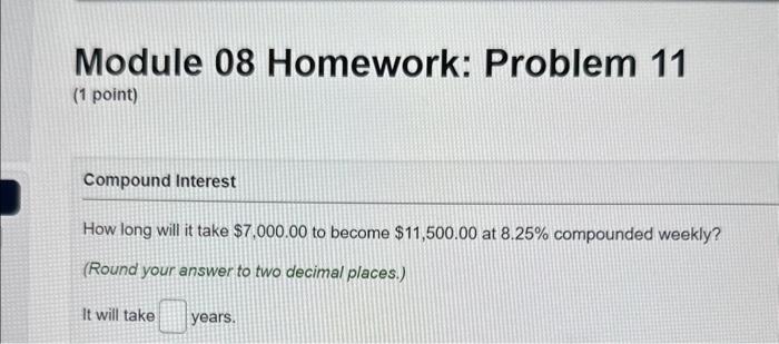 Solved Module 08 Homework: Problem 11 (1 point) Compound | Chegg.com
