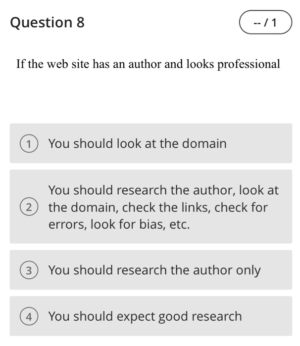 Solved Question 8 -- / 1 If The Web Site Has An Author And | Chegg.com