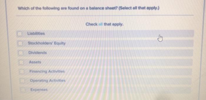 solved-which-of-the-following-are-found-on-a-balance-sheet-chegg