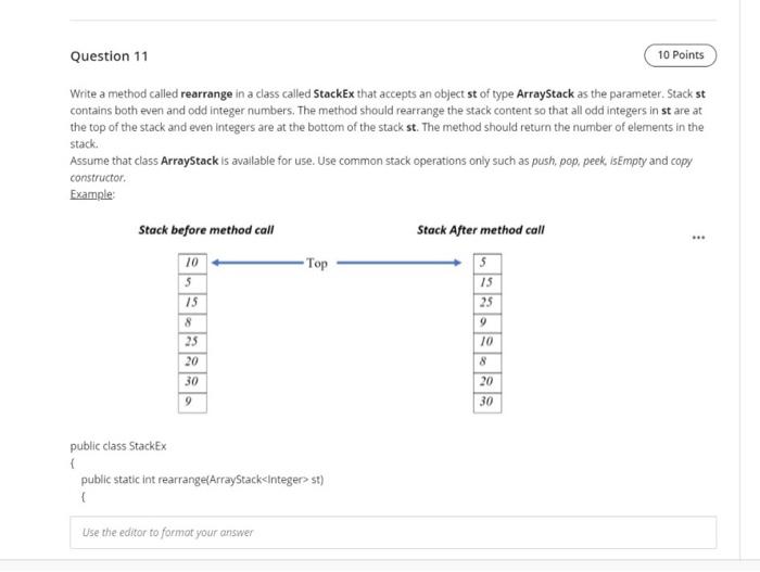 Solved Question 11 10 Points Write a method called rearrange | Chegg.com