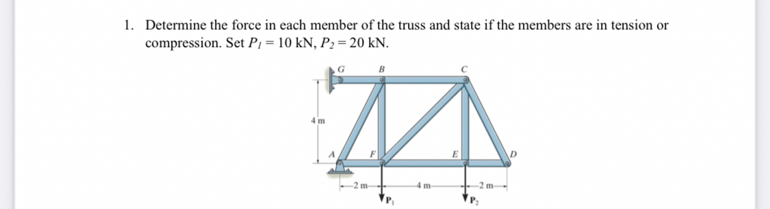Solved Determine the force in each member of the truss and | Chegg.com
