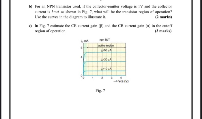 Solved b) For an NPN transistor used, if the | Chegg.com