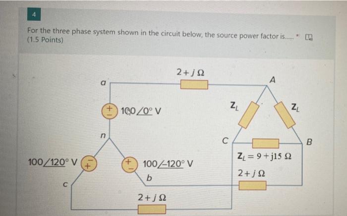 Solved For the three phase system shown in the circuit | Chegg.com