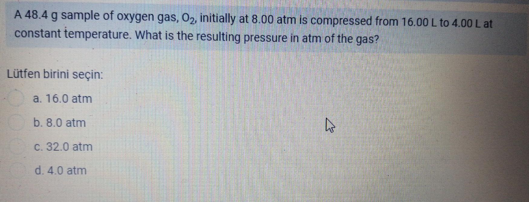 Solved A 48.4 g sample of oxygen gas, O2, initially at 8.00 | Chegg.com
