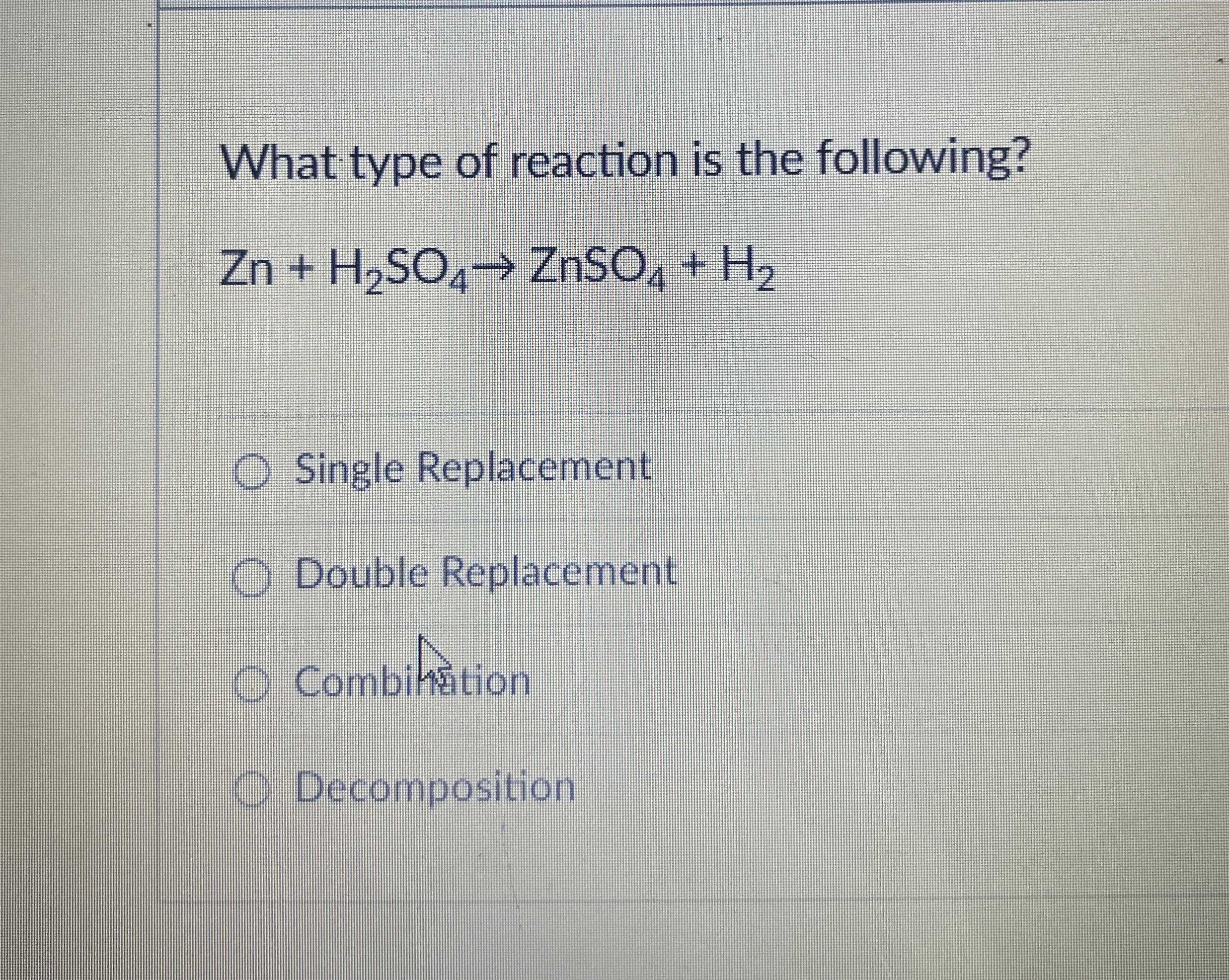 Solved What type of reaction is the | Chegg.com