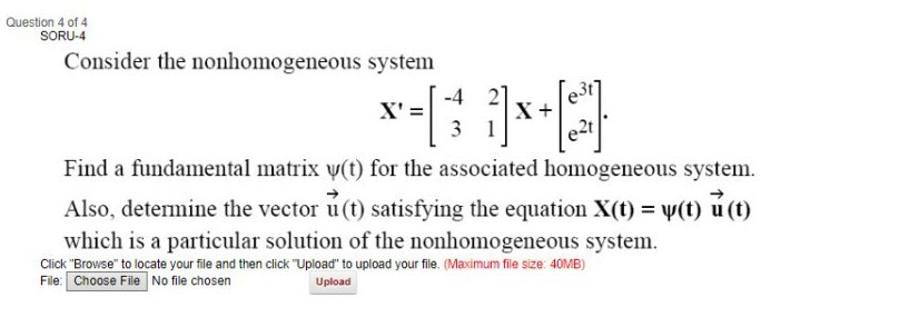 Solved Question 4 Of 4 Soru 4 Consider The Nonhomogeneous Chegg Com