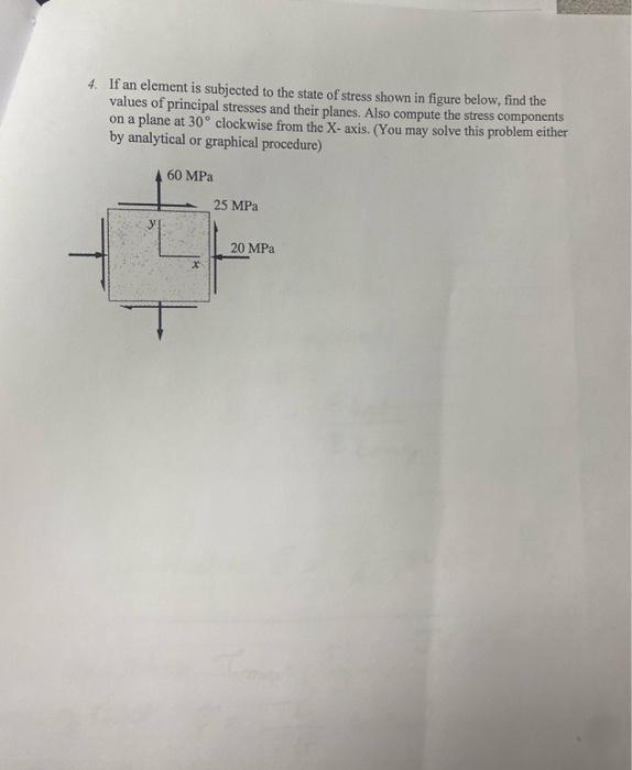 Solved 4. If an element is subjected to the state of stress | Chegg.com