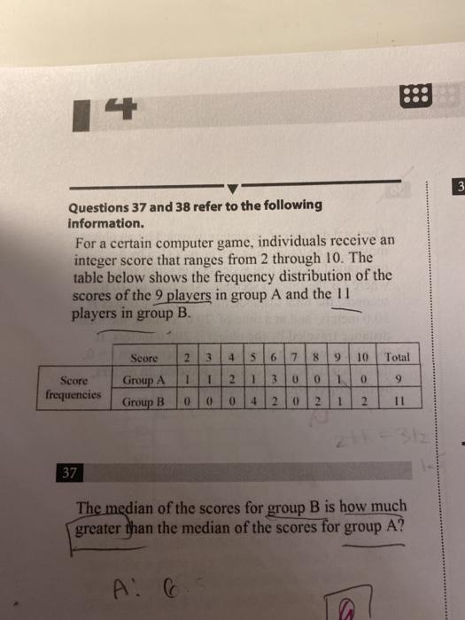 Solved تر Questions 37 and 38 refer to the following | Chegg.com