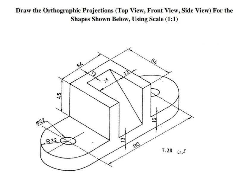 Solved Draw the Orthographic Projections (Top View, Front | Chegg.com