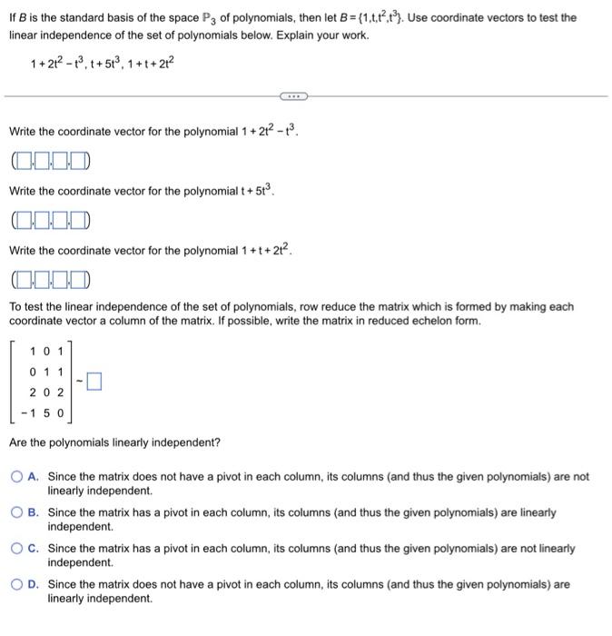 Solved If B is the standard basis of the space P3 of