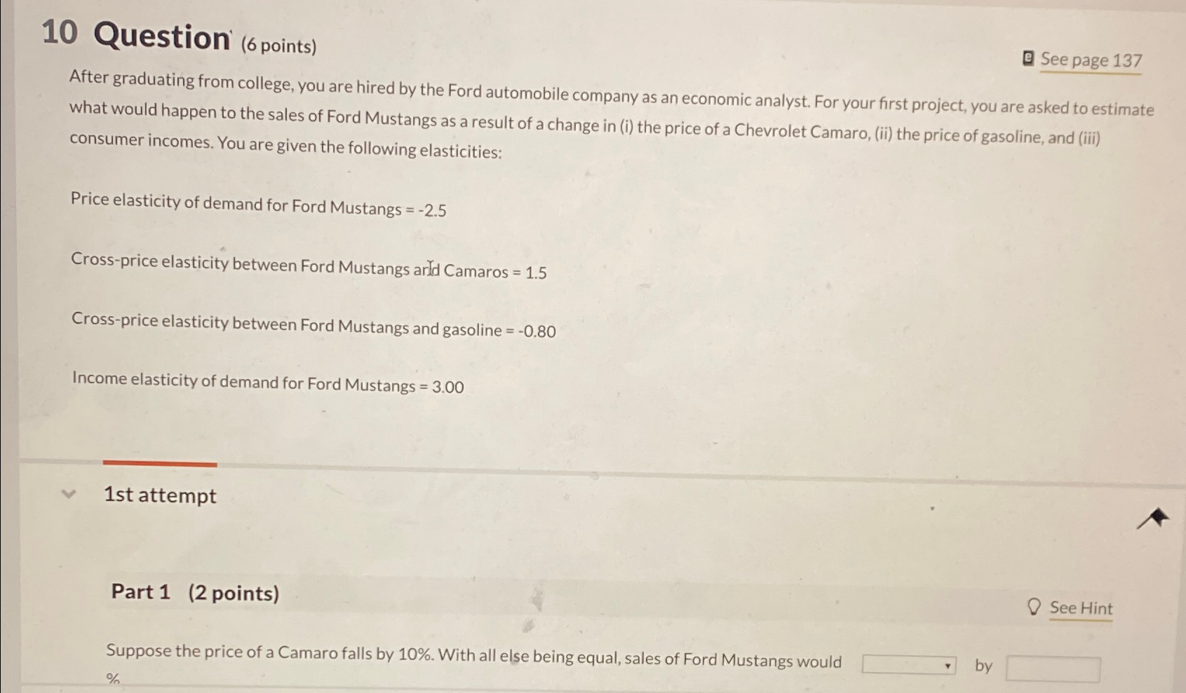 Solved 10 ﻿Question' (6 ﻿points)E See page 137After | Chegg.com