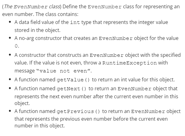 Solved (The EvenNumber class) ﻿Define the EvenNumber class | Chegg.com