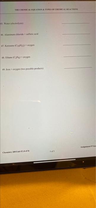 Solved For each reaction below write a complete balanced | Chegg.com
