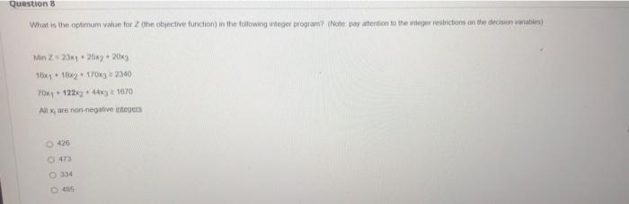 Solved Questions What is the optimum value for the objective | Chegg.com
