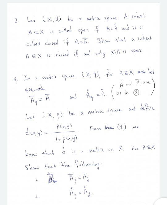 Solved Use The Ag 4 In A Metric Space X 9 For A Sx Chegg Com