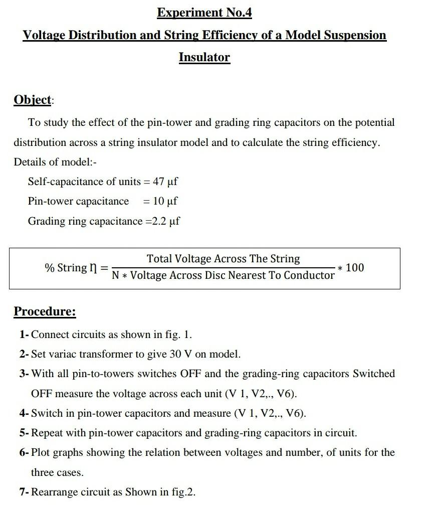 Solved Experiment No.4 Voltage Distribution and String