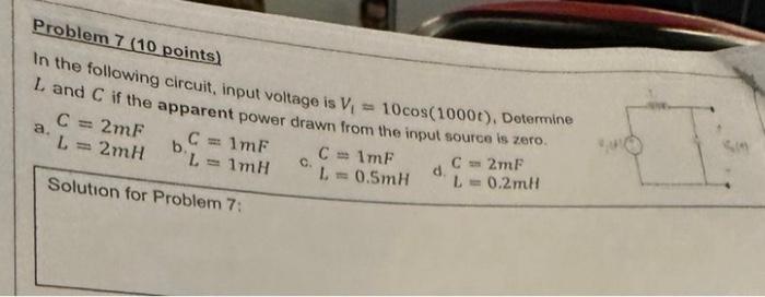 Solved Problem 7(10 Points) In The Following Circuit, Input | Chegg.com