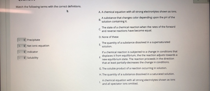 Solved Match the following terms with the correct | Chegg.com