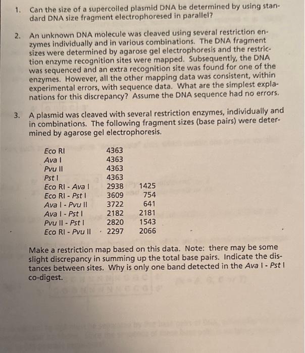 Solved 1. Can the size of a supercoiled plasmid DNA be