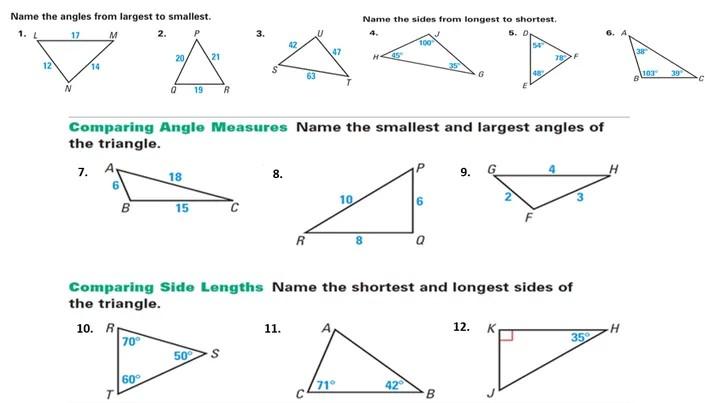 Solved Name the angles from largest to smaltest. Name the | Chegg.com