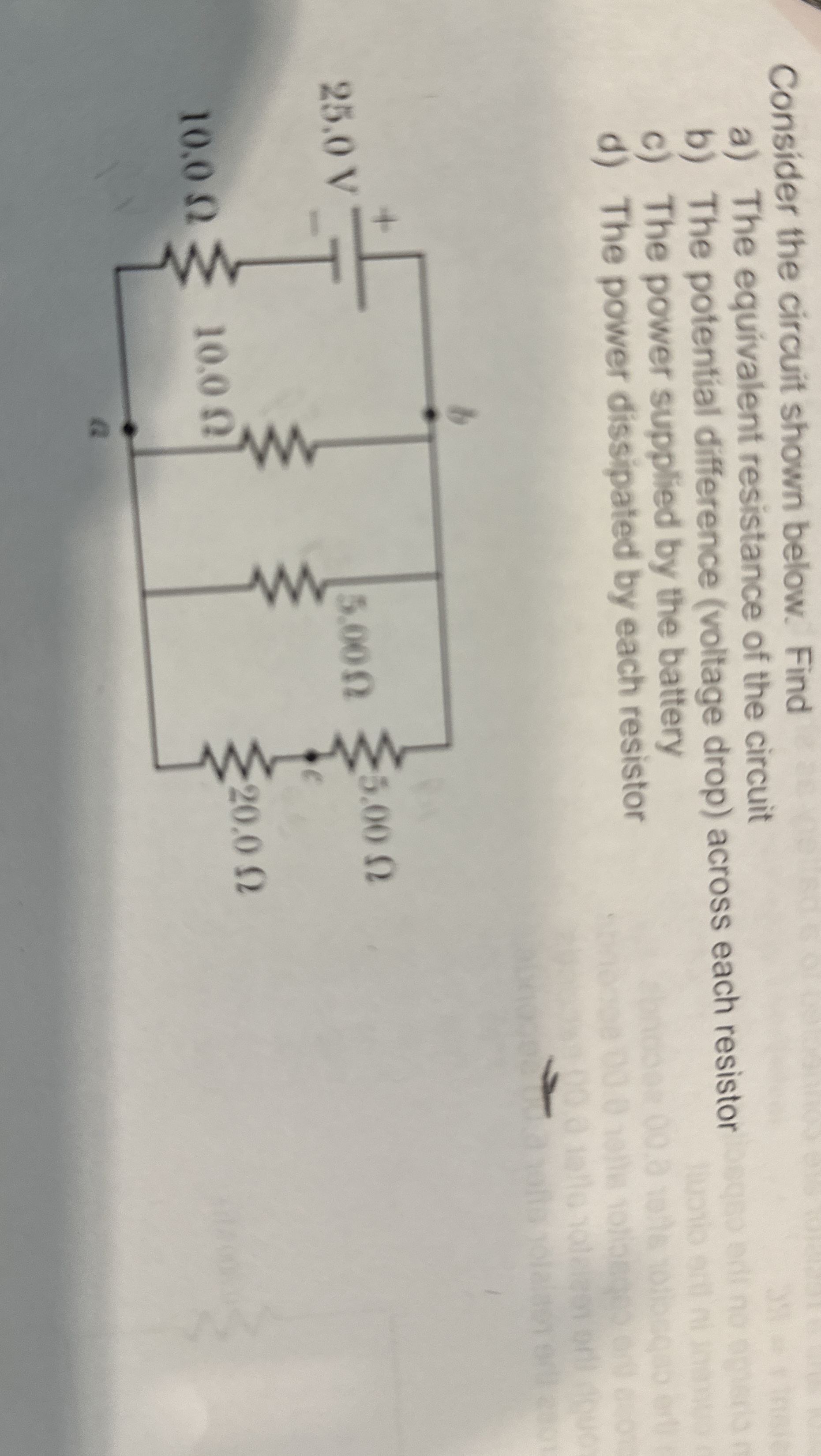 [Solved] Consider the circuit shown below. Find a) The equi