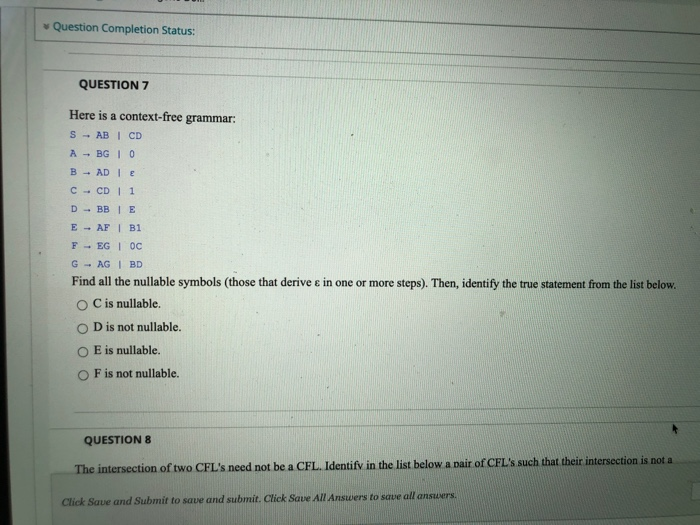 Solved Question Completion Status: QUESTION 7 Here is a | Chegg.com