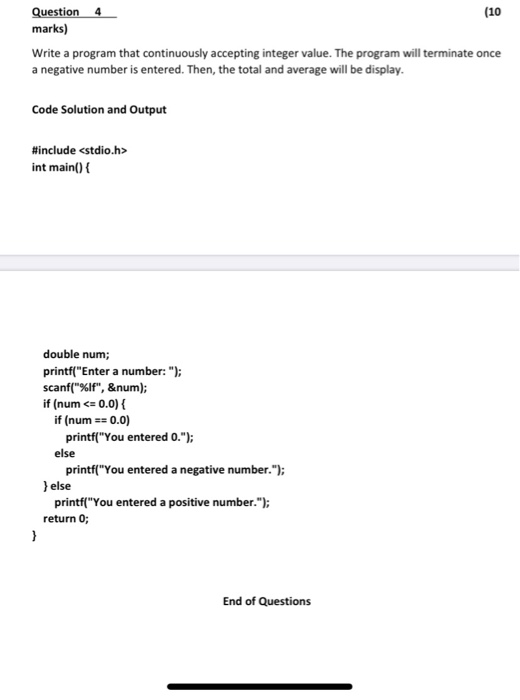 Solved (10 Question 4 marks) Write a program that | Chegg.com