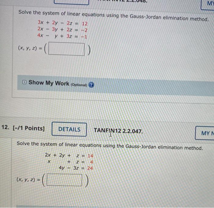 Solved M Solve The System Of Linear Equations Using The G Chegg Com