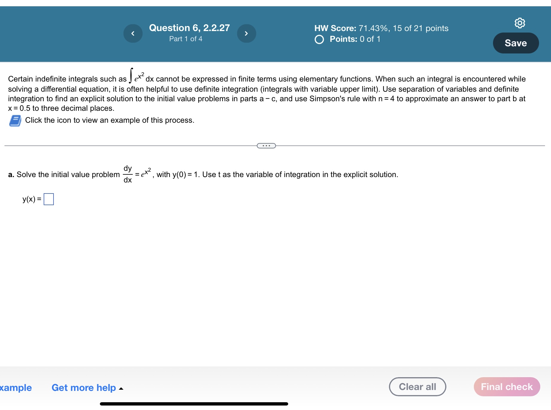 Solved Certain Indefinite Integrals Such As ∫﻿﻿ex2dx ﻿cannot