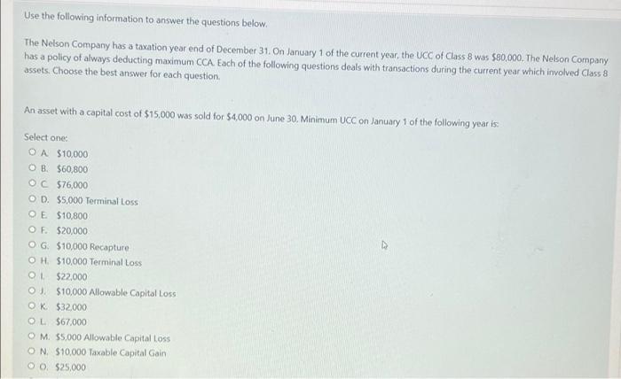 Solved Use the following information to answer the questions | Chegg.com