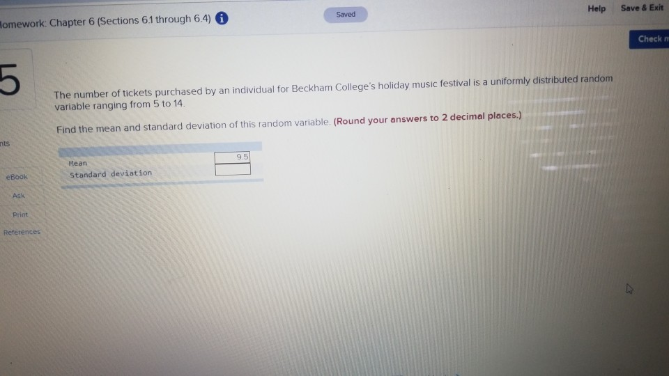 Solved Help Save & Exit Saved Homework: Chapter 6 (Sections | Chegg.com