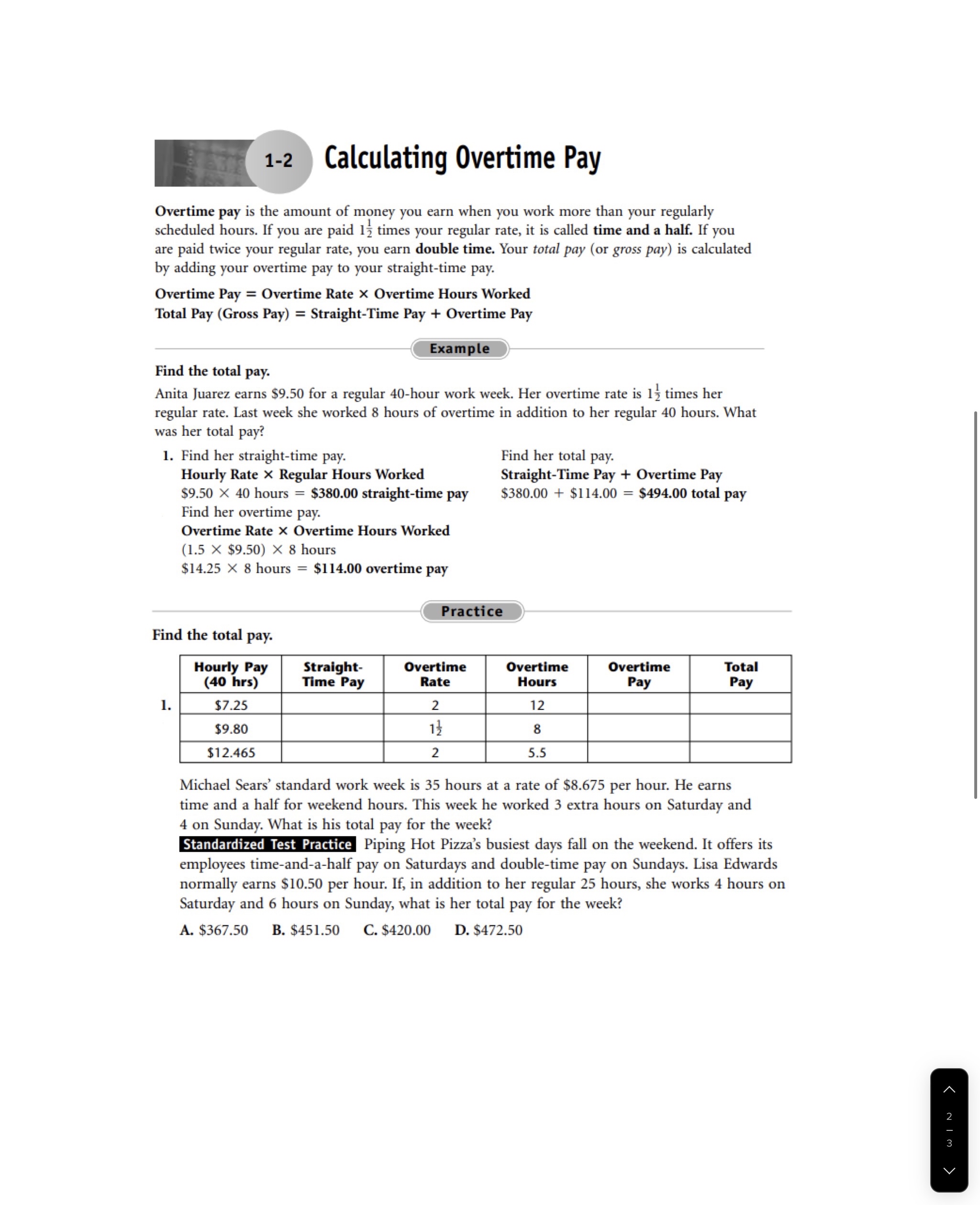 Solved 12 ﻿Calculating Overtime PayOvertime pay is the