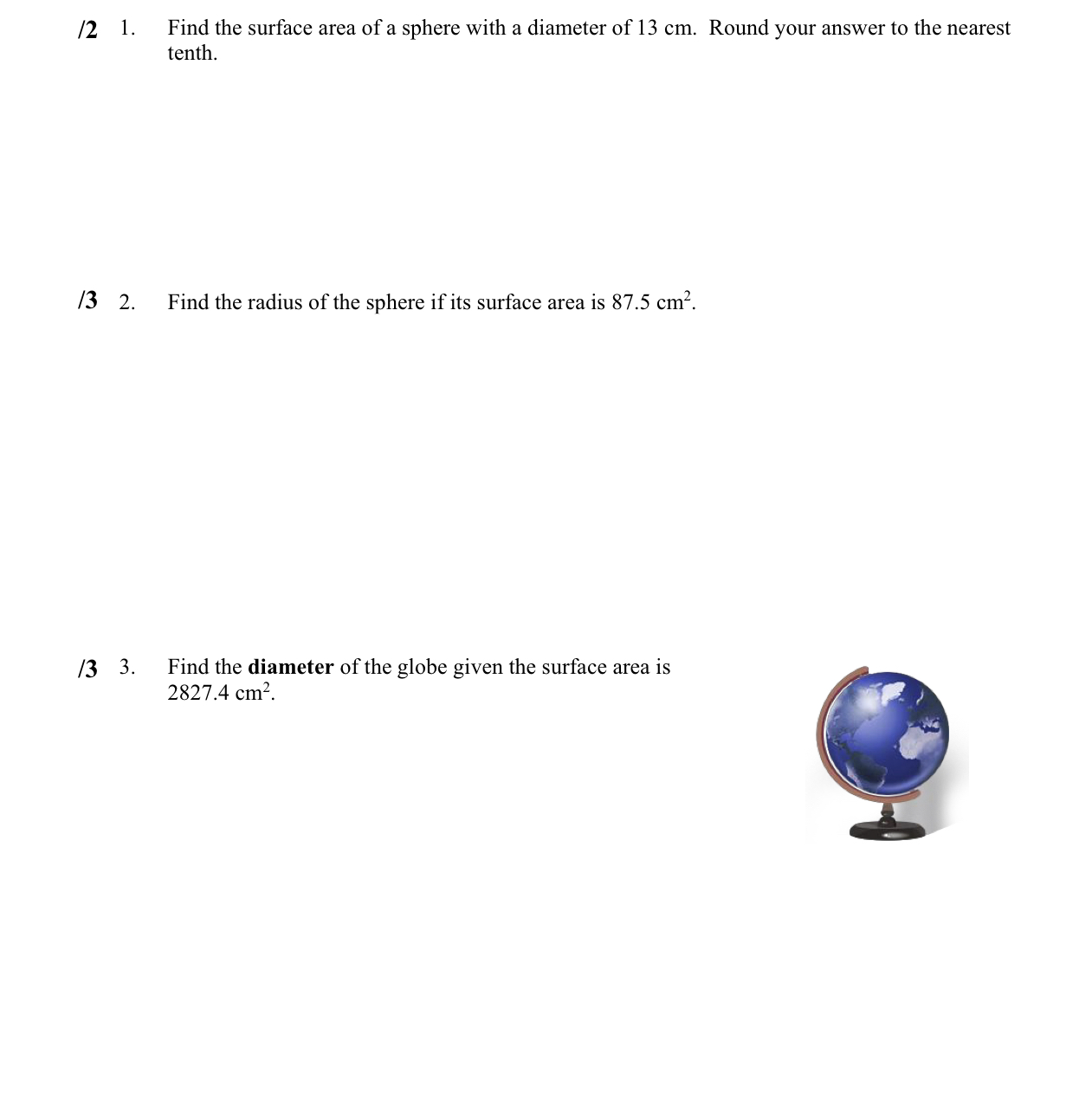 Solved /2 1. ﻿Find the surface area of a sphere with a | Chegg.com