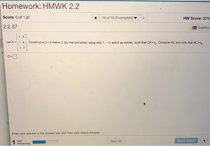 Solved Homework: HMWK 2.2 Score: 0 of 1 pt 1 of 10 (3 | Chegg.com