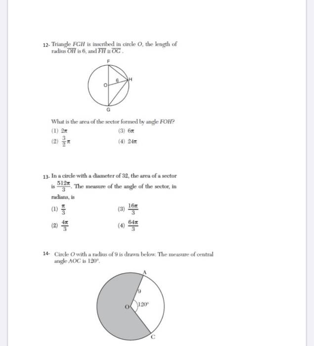 Solved 12 Triangle FGH is inscribed in circle O, the length