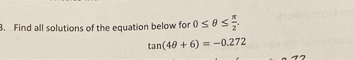 Solved Find all solutions of the equation below for 0≤θ≤2π. | Chegg.com