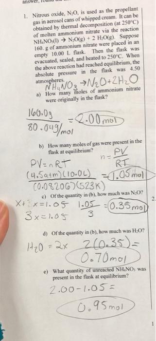 Solved answer, 1. Nitrous oxide, N.0, is used as the | Chegg.com