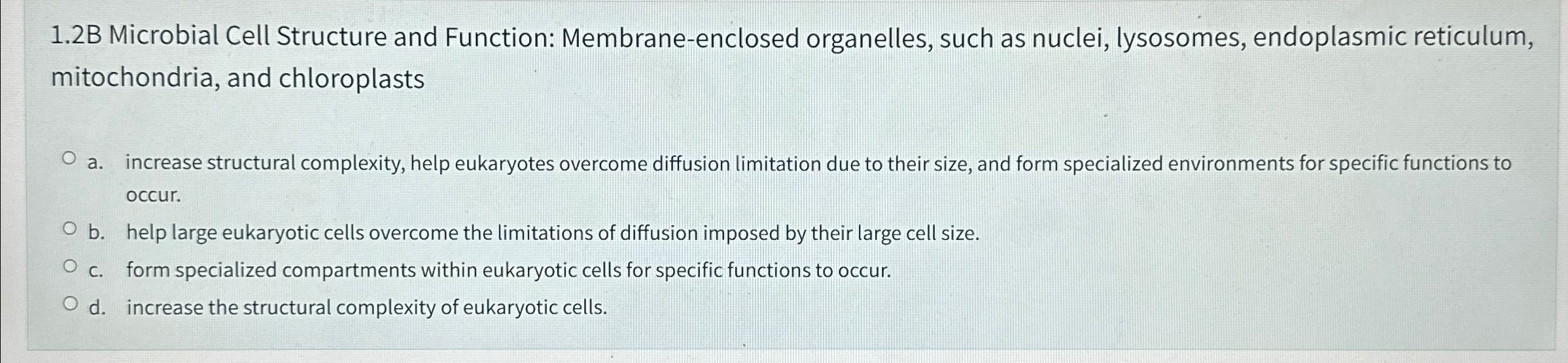 Solved 1.2B Microbial Cell Structure and Function: | Chegg.com