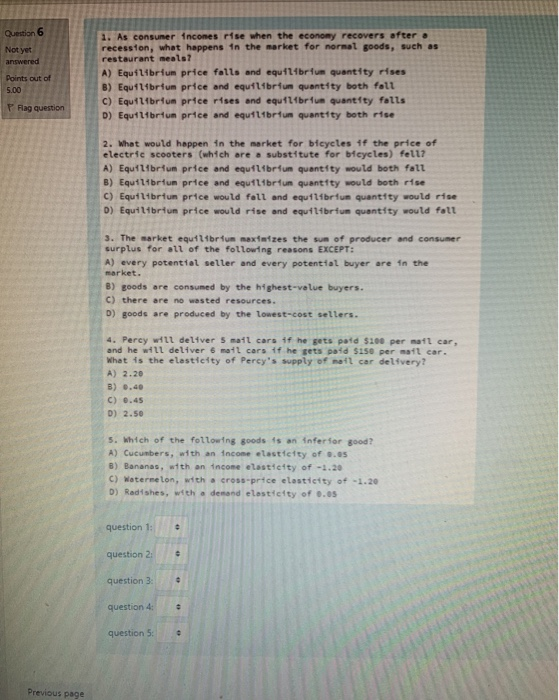 Solved Question 6 Not yet answered Points out of 5.00 1. As | Chegg.com