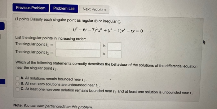 Solved Previous Problem Problem List Next Problem (1 point) | Chegg.com