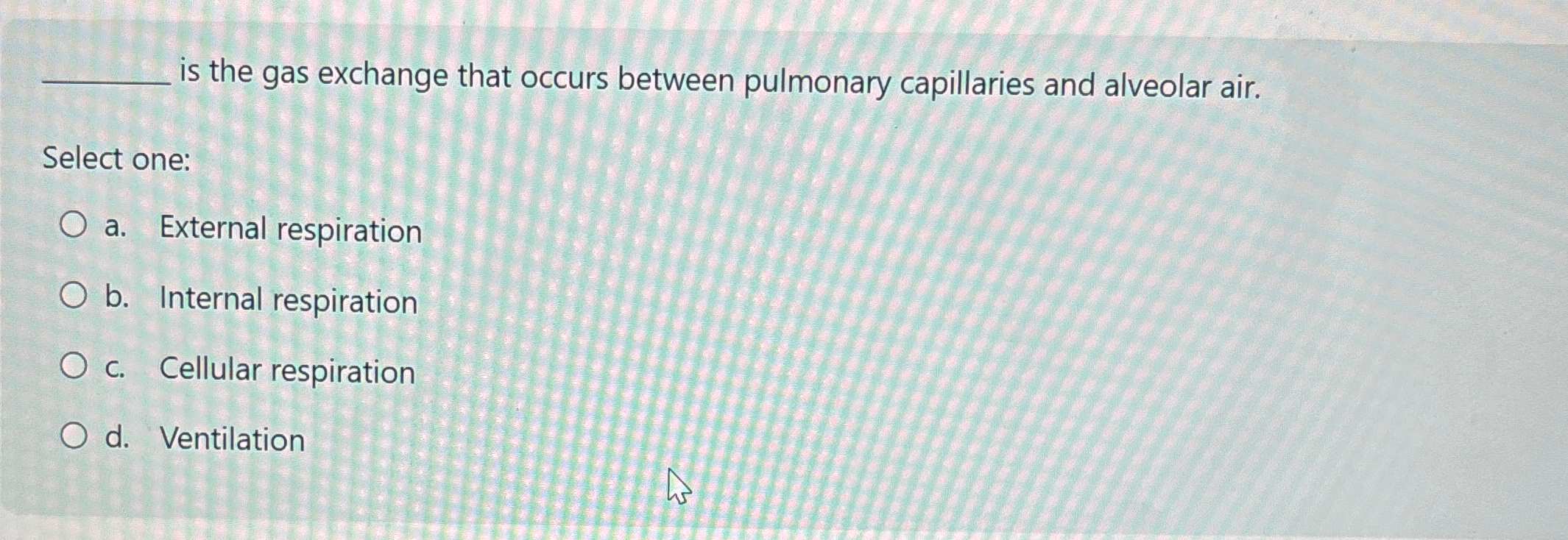 Solved is the gas exchange that occurs between pulmonary | Chegg.com