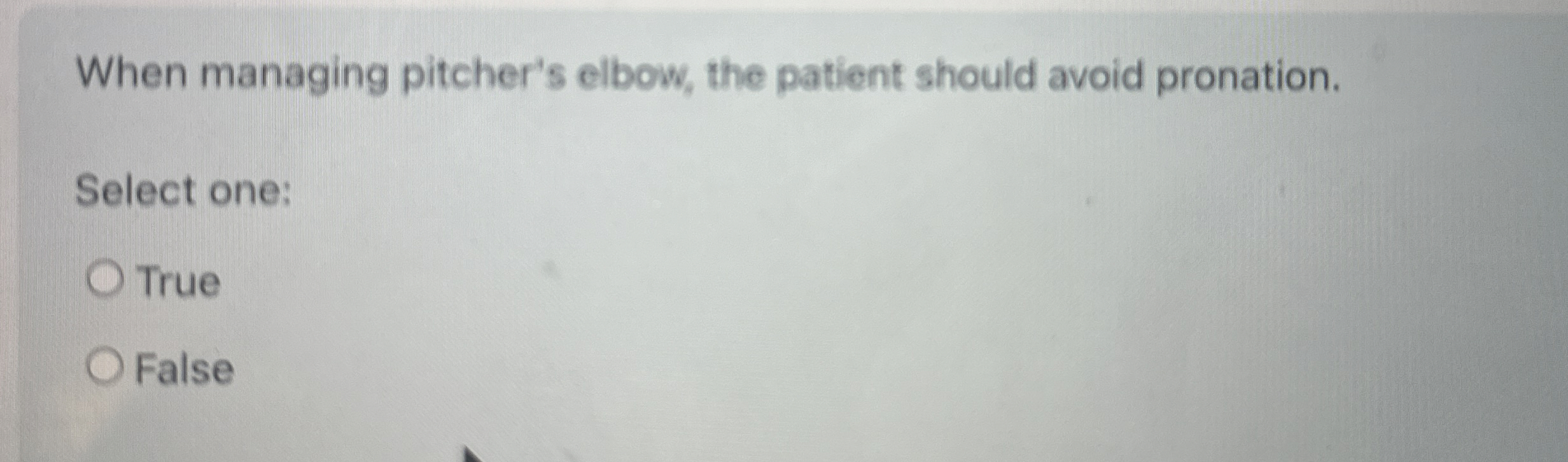 Solved When managing pitcher's elbow, the patient should | Chegg.com